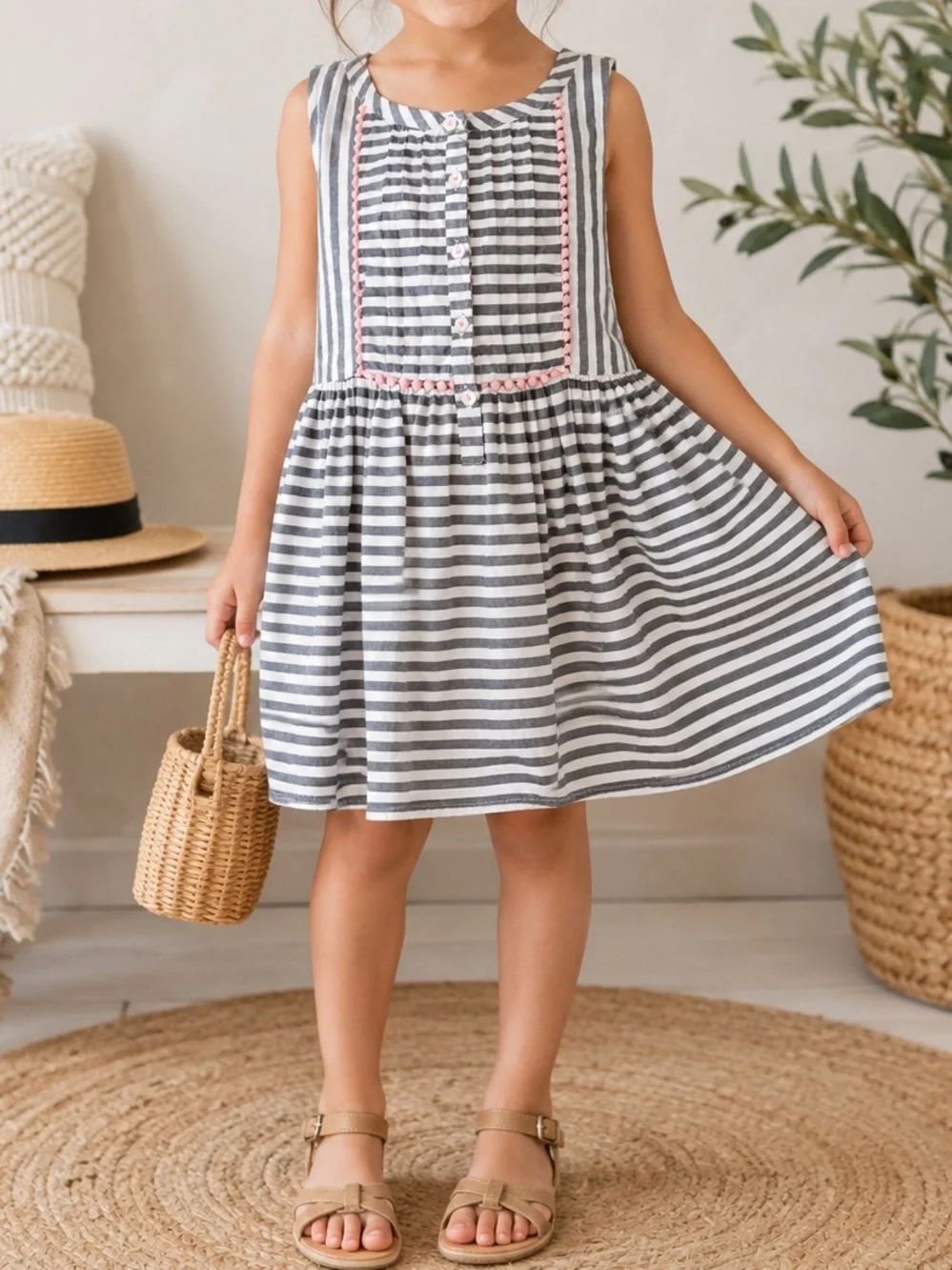 Gymboree Girls Size 4 100% Cotton Striped Dress 🎀